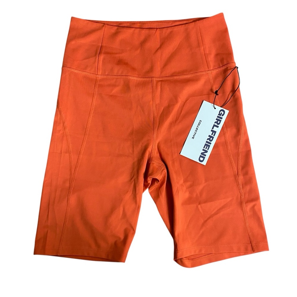 Girlfriend Collective High-Rise Orange Bike Shorts